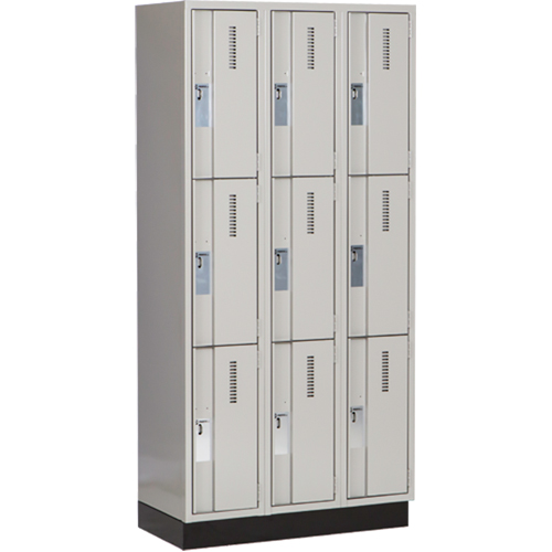 Concorde Heavy-Duty Lockers, 3 -tier, Bank of 3, 36" x 18" x 76", Steel, Grey, Welded (Assembled) Southpoint Industrial Supply