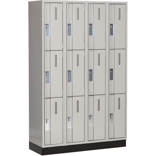 Casiers robustes Concorde, 3 niveaux, Bloc de 4, 48" x 18" x 76", Acier, Gris, Soud&eacute; (assembl&eacute;) Southpoint Industrial Supply
