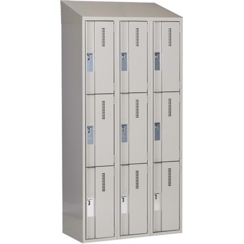 Concorde Heavy-Duty Lockers, 3 -tier, Bank of 3, 36" x 18" x 78", Steel, Grey, Welded (Assembled) Southpoint Industrial Supply