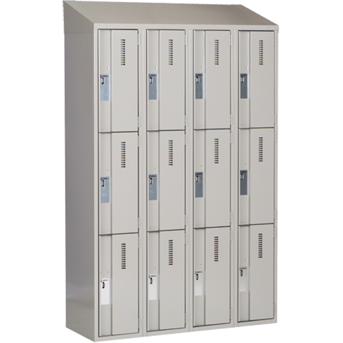 Concorde Heavy-Duty Lockers, 3 -tier, Bank of 4, 48" x 18" x 78", Steel, Grey, Welded (Assembled) Southpoint Industrial Supply