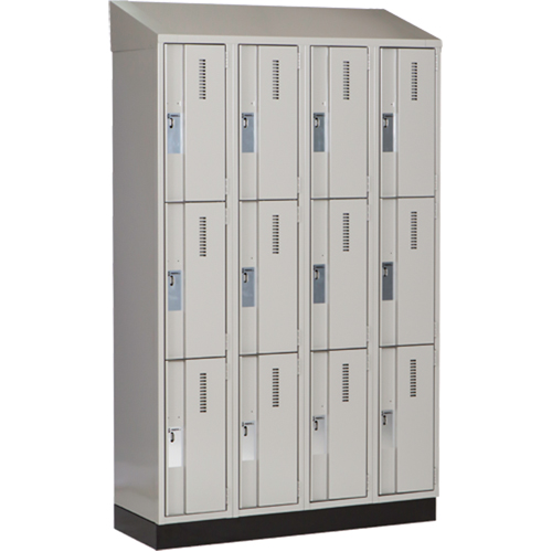 Concorde Heavy-Duty Lockers, 3 -tier, Bank of 4, 48" x 18" x 82", Steel, Grey, Welded (Assembled) Southpoint Industrial Supply