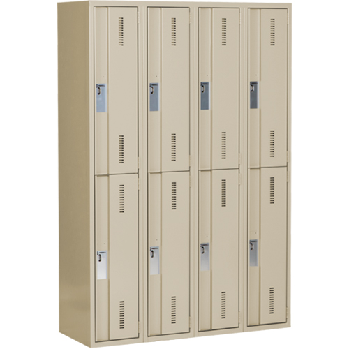 Concorde Heavy-Duty Lockers, 2 -tier, Bank of 4, 48" x 18" x 72", Steel, Beige, Welded (Assembled) Southpoint Industrial Supply