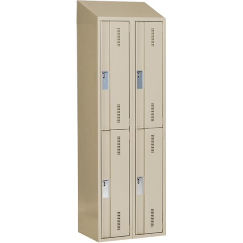 Concorde Heavy-Duty Lockers, 2 -tier, Bank of 2, 24" x 18" x 78", Steel, Beige, Welded (Assembled) Southpoint Industrial Supply