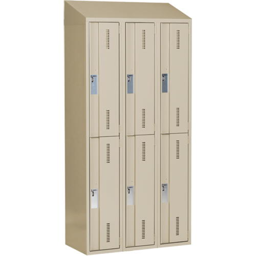 Concorde Heavy-Duty Lockers, 2 -tier, Bank of 3, 36" x 18" x 78", Steel, Beige, Welded (Assembled) Southpoint Industrial Supply