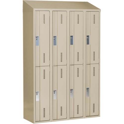 Concorde Heavy-Duty Lockers, 2 -tier, Bank of 4, 48" x 18" x 78", Steel, Beige, Welded (Assembled) Southpoint Industrial Supply