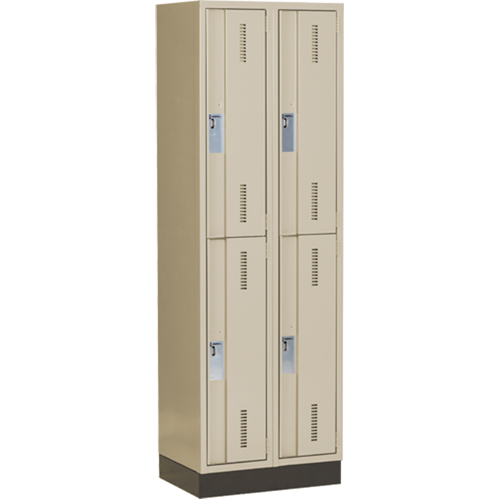 Concorde Heavy-Duty Lockers, 2 -tier, Bank of 2, 24" x 18" x 76", Steel, Beige, Welded (Assembled) Southpoint Industrial Supply