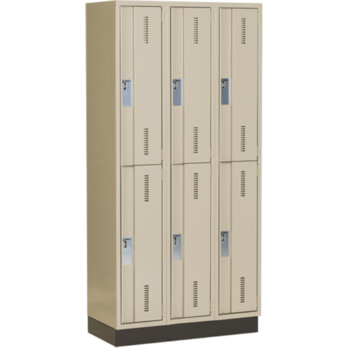 Concorde Heavy-Duty Lockers, 2 -tier, Bank of 3, 36" x 18" x 76", Steel, Beige, Welded (Assembled) Southpoint Industrial Supply