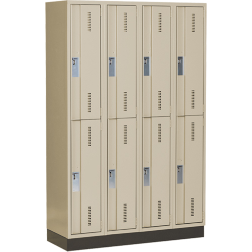 Concorde Heavy-Duty Lockers, 2 -tier, Bank of 4, 48" x 18" x 76", Steel, Beige, Welded (Assembled) Southpoint Industrial Supply