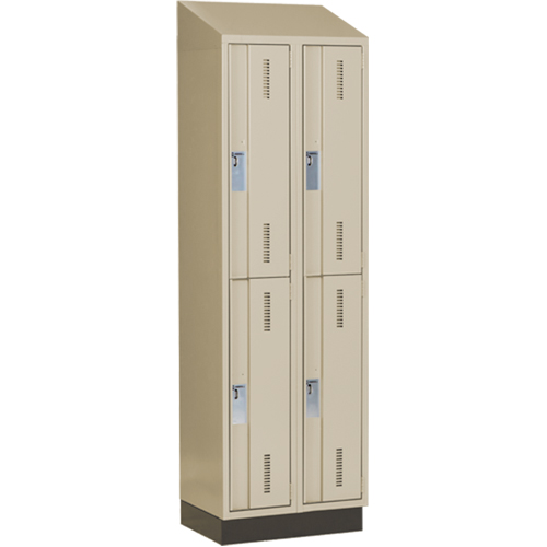 Concorde Heavy-Duty Lockers, 2 -tier, Bank of 2, 24" x 18" x 82", Steel, Beige, Welded (Assembled) Southpoint Industrial Supply