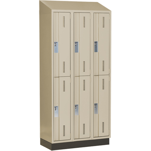 Concorde Heavy-Duty Lockers, 2 -tier, Bank of 3, 36" x 18" x 82", Steel, Beige, Welded (Assembled) Southpoint Industrial Supply