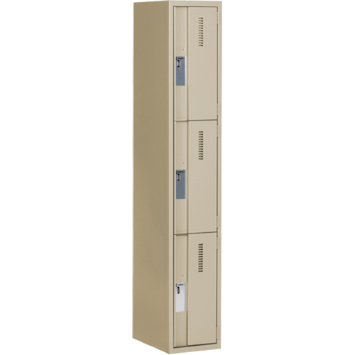Casiers robustes Concorde, 3 niveaux, 12" x 18" x 72", Acier, Beige, Soud&eacute; (assembl&eacute;) Southpoint Industrial Supply