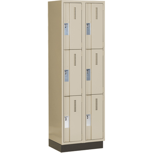 Concorde Heavy-Duty Lockers, 3 -tier, Bank of 2, 24" x 18" x 76", Steel, Beige, Welded (Assembled) Southpoint Industrial Supply