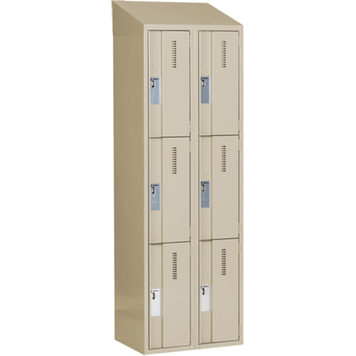 Concorde Heavy-Duty Lockers, 3 -tier, Bank of 2, 24" x 18" x 78", Steel, Beige, Welded (Assembled) Southpoint Industrial Supply