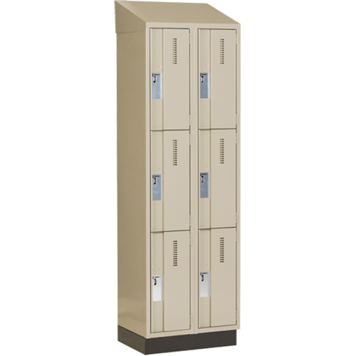 Concorde Heavy-Duty Lockers, 3 -tier, Bank of 2, 24" x 18" x 82", Steel, Beige, Welded (Assembled) Southpoint Industrial Supply