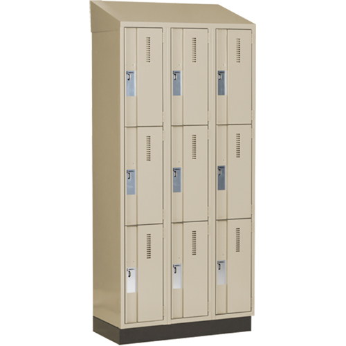 Concorde Heavy-Duty Lockers, 3 -tier, Bank of 3, 36" x 18" x 82", Steel, Beige, Welded (Assembled) Southpoint Industrial Supply