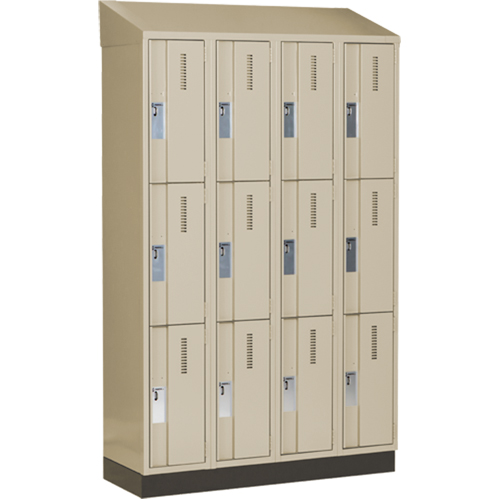 Concorde Heavy-Duty Lockers, 3 -tier, Bank of 4, 48" x 18" x 82", Steel, Beige, Welded (Assembled) Southpoint Industrial Supply