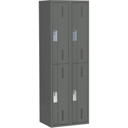 Concorde Heavy-Duty Lockers, 2 -tier, Bank of 2, 24" x 18" x 72", Steel, Charcoal, Welded (Assembled) Southpoint Industrial Supply