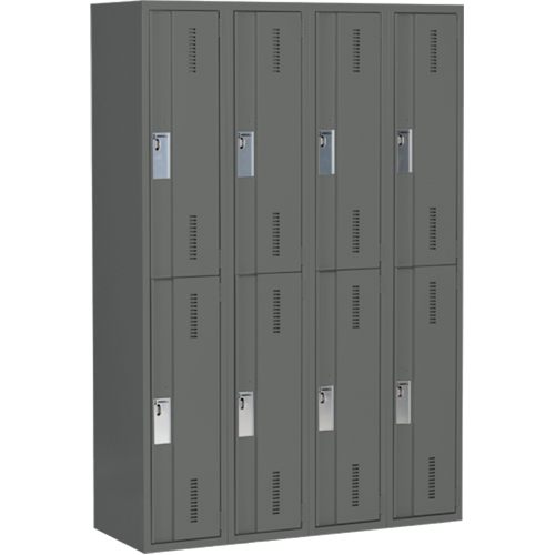 Concorde Heavy-Duty Lockers, 2 -tier, Bank of 4, 48" x 18" x 72", Steel, Charcoal, Welded (Assembled) Southpoint Industrial Supply