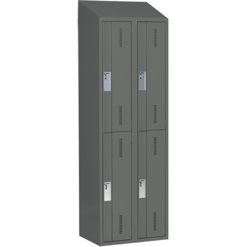 Concorde Heavy-Duty Lockers, 2 -tier, Bank of 2, 24" x 18" x 78", Steel, Charcoal, Welded (Assembled) Southpoint Industrial Supply