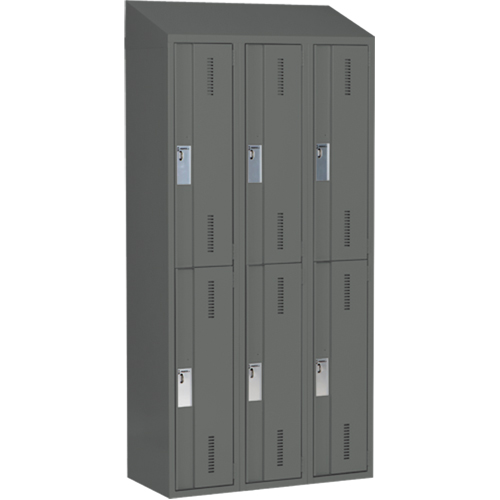 Concorde Heavy-Duty Lockers, 2 -tier, Bank of 3, 36" x 18" x 78", Steel, Charcoal, Welded (Assembled) Southpoint Industrial Supply