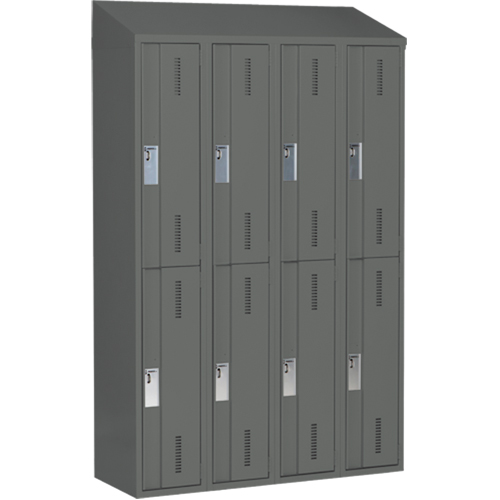 Concorde Heavy-Duty Lockers, 2 -tier, Bank of 4, 48" x 18" x 78", Steel, Charcoal, Welded (Assembled) Southpoint Industrial Supply