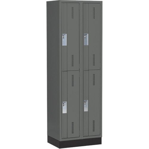 Concorde Heavy-Duty Lockers, 2 -tier, Bank of 2, 24" x 18" x 76", Steel, Charcoal, Welded (Assembled) Southpoint Industrial Supply