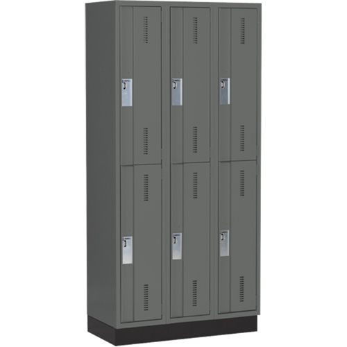Concorde Heavy-Duty Lockers, 2 -tier, Bank of 3, 36" x 18" x 76", Steel, Charcoal, Welded (Assembled) Southpoint Industrial Supply