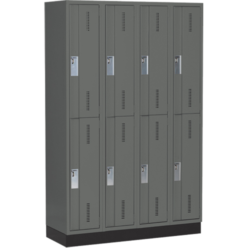 Concorde Heavy-Duty Lockers, 2 -tier, Bank of 4, 48" x 18" x 76", Steel, Charcoal, Welded (Assembled) Southpoint Industrial Supply