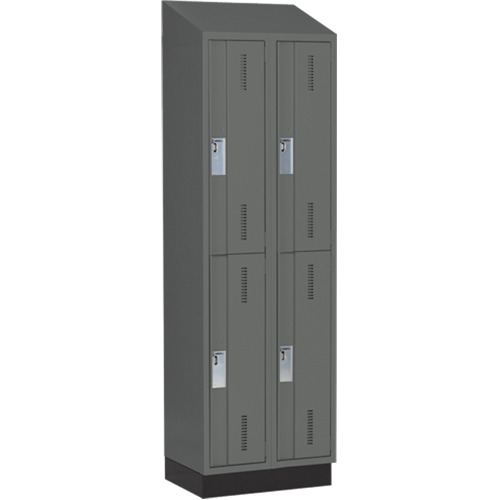 Concorde Heavy-Duty Lockers, 2 -tier, Bank of 2, 24" x 18" x 82", Steel, Charcoal, Welded (Assembled) Southpoint Industrial Supply