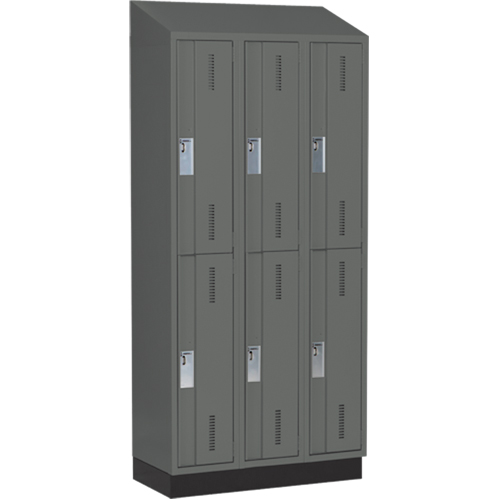 Concorde Heavy-Duty Lockers, 2 -tier, Bank of 3, 36" x 18" x 82", Steel, Charcoal, Welded (Assembled) Southpoint Industrial Supply