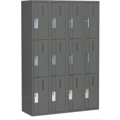 Casiers robustes Concorde, 3 niveaux, Bloc de 4, 48" x 18" x 72", Acier, Charbon, Soud&eacute; (assembl&eacute;) Southpoint Industrial Supply