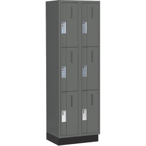 Concorde Heavy-Duty Lockers, 3 -tier, Bank of 2, 24" x 18" x 76", Steel, Charcoal, Welded (Assembled) Southpoint Industrial Supply