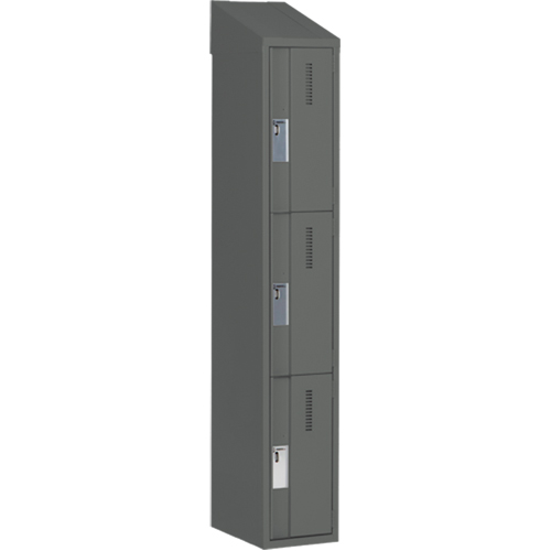 Concorde Heavy-Duty Lockers, 3 -tier, 12" x 18" x 78", Steel, Charcoal, Welded (Assembled) Southpoint Industrial Supply