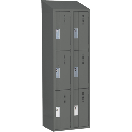 Concorde Heavy-Duty Lockers, 3 -tier, Bank of 2, 24" x 18" x 78", Steel, Charcoal, Welded (Assembled) Southpoint Industrial Supply