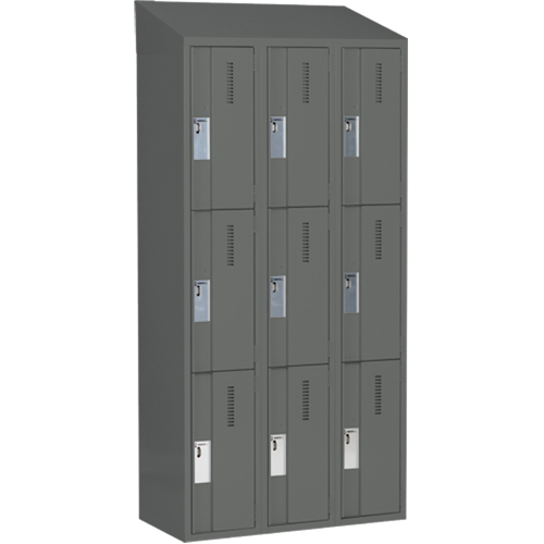 Concorde Heavy-Duty Lockers, 3 -tier, Bank of 3, 36" x 18" x 78", Steel, Charcoal, Welded (Assembled) Southpoint Industrial Supply