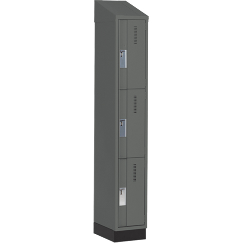 Concorde Heavy-Duty Lockers, 3 -tier, 12" x 18" x 82", Steel, Charcoal, Welded (Assembled) Southpoint Industrial Supply