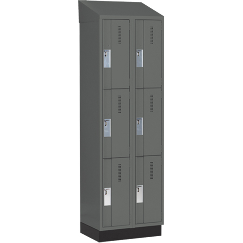 Concorde Heavy-Duty Lockers, 3 -tier, Bank of 2, 24" x 18" x 82", Steel, Charcoal, Welded (Assembled) Southpoint Industrial Supply
