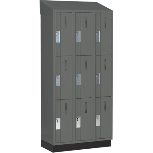 Concorde Heavy-Duty Lockers, 3 -tier, Bank of 3, 36" x 18" x 82", Steel, Charcoal, Welded (Assembled) Southpoint Industrial Supply