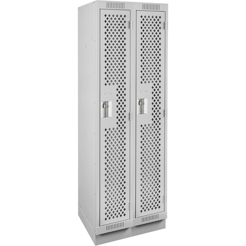 Clean Line Lockers, Bank of 2, 24" x 18" x 76", Steel, Grey, Rivet (Assembled), Perforated Southpoint Industrial Supply