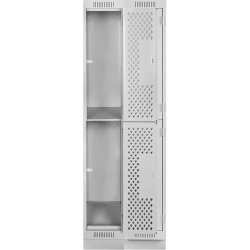 Clean Line Lockers, 2 -tier, Bank of 2, 24" x 18" x 76", Steel, Grey, Rivet (Assembled), Perforated Southpoint Industrial Supply