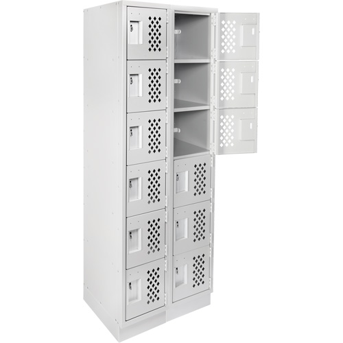 Assembled Lockerettes Clean Line Perforated Economy Lockers, 6 -tier, Bank of 2, 18" x 72" x 12", Steel Southpoint Industrial Supply