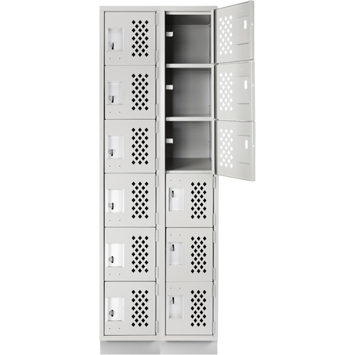 Assembled Lockerettes Clean Line Perforated Economy Lockers, 6 -tier, Bank of 2, 18" x 72" x 12", Steel Southpoint Industrial Supply
