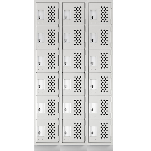 Assembled Lockerettes Clean Line Perforated Economy Lockers, 6 -tier, Bank of 3, 18" x 72" x 12", Steel Southpoint Industrial Supply