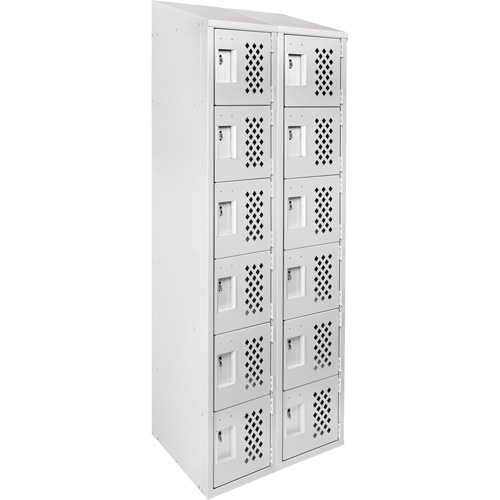Clean-Line Perforated Lockerette, 6 -tier, Bank of 2, 15" x 72" x 12", Steel Southpoint Industrial Supply