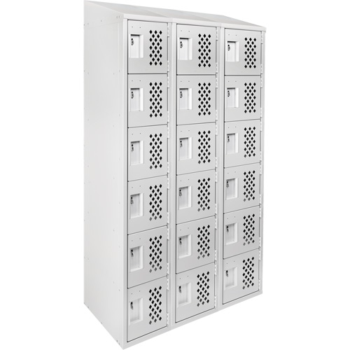 Clean-Line Perforated Lockerette, 6 -tier, Bank of 3, 15" x 72" x 12", Steel Southpoint Industrial Supply