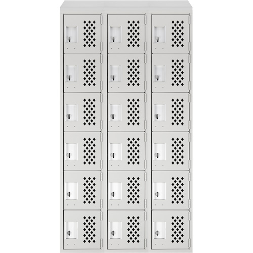 Clean-Line Perforated Lockerette, 6 -tier, Bank of 3, 15" x 72" x 12", Steel Southpoint Industrial Supply