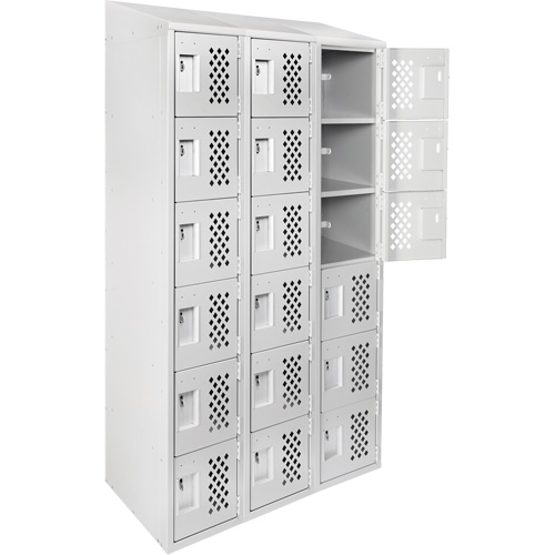Clean-Line Perforated Lockerette, 6 -tier, Bank of 3, 15" x 72" x 12", Steel Southpoint Industrial Supply