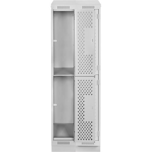 Clean Line Lockers, 2 -tier, Bank of 2, 24" x 12" x 82", Steel, Grey, Rivet (Assembled), Perforated Southpoint Industrial Supply