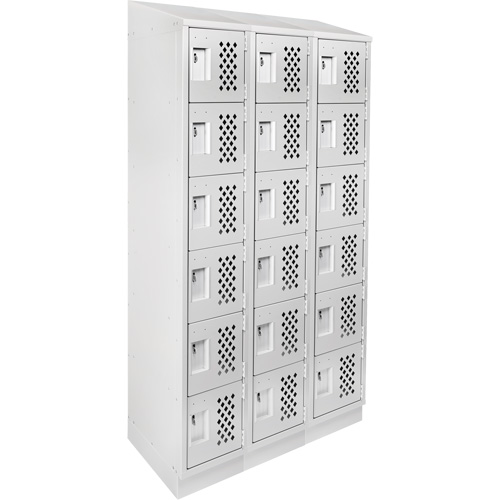 Clean-Line Perforated Lockerette, 6 -tier, Bank of 3, 12" x 72" x 12", Steel Southpoint Industrial Supply
