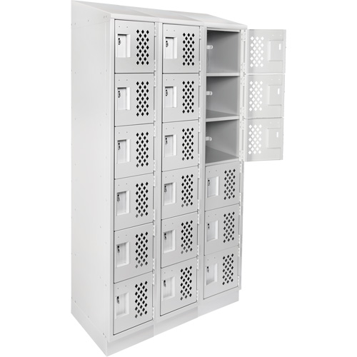 Clean-Line Perforated Lockerette, 6 -tier, Bank of 3, 12" x 72" x 12", Steel Southpoint Industrial Supply